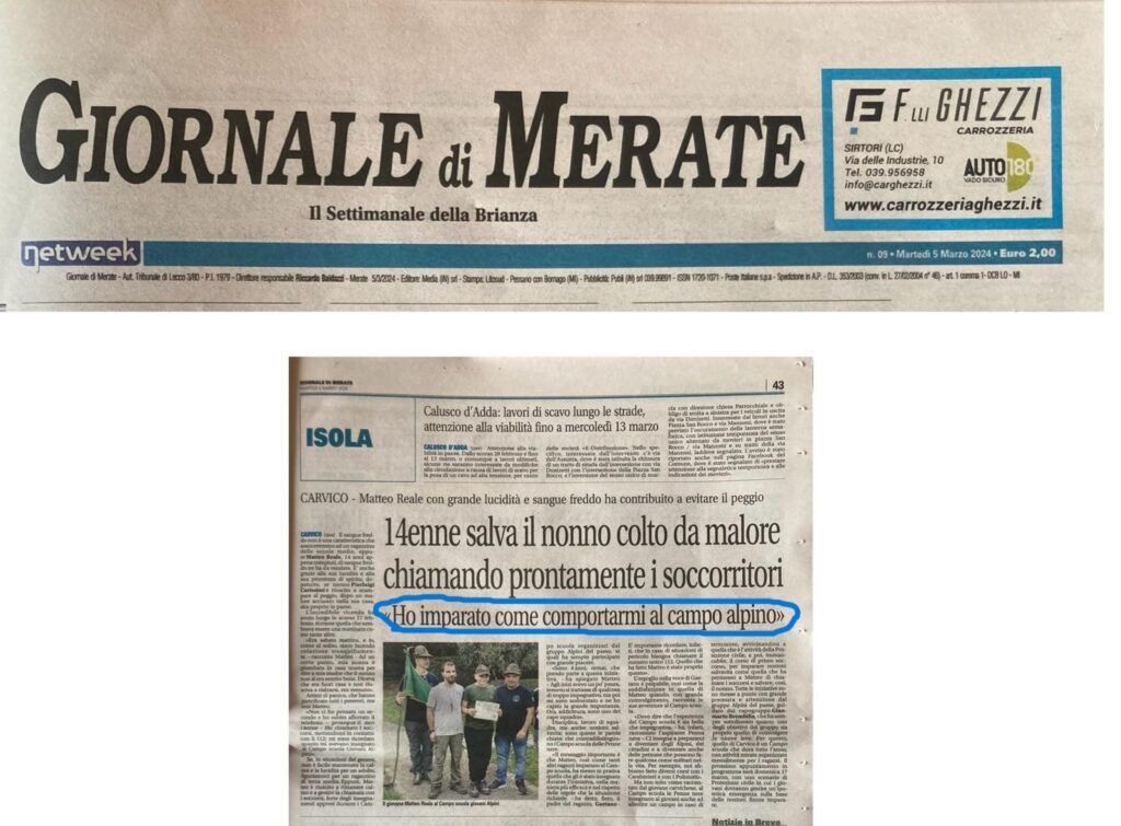 pagina de Il Giornale di Merate con la cronaca